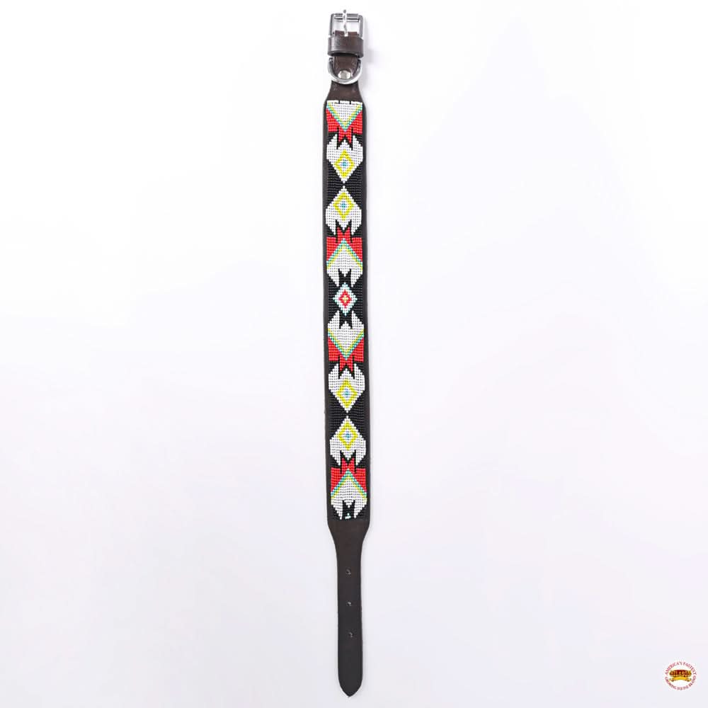Hilason Western Style Heavy Duty Beaded American Leather Pet Dog Collar