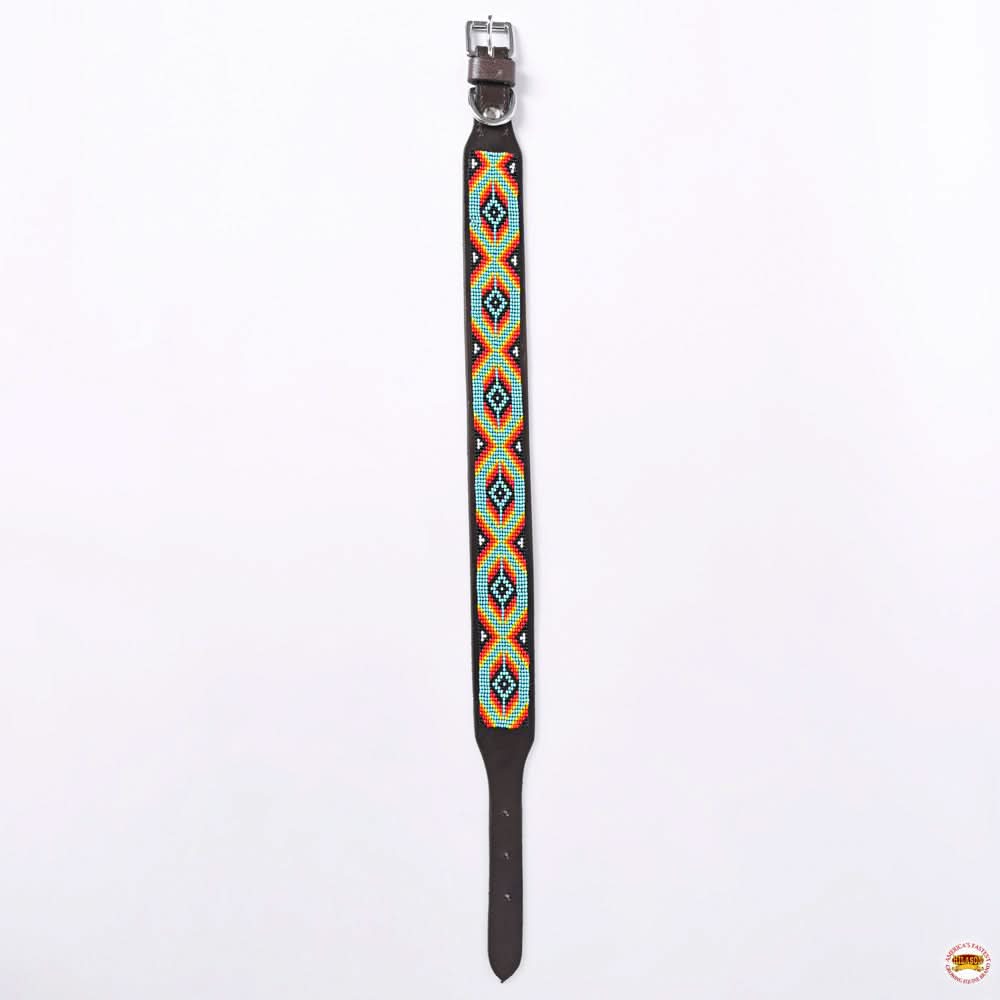 Hilason Western Style Heavy Duty Beaded American Leather Pet Dog Collar
