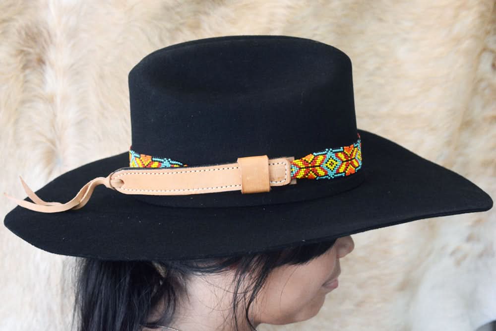 HILASON Beaded  American Style Western Cowgirl Handmade Hatband Tan