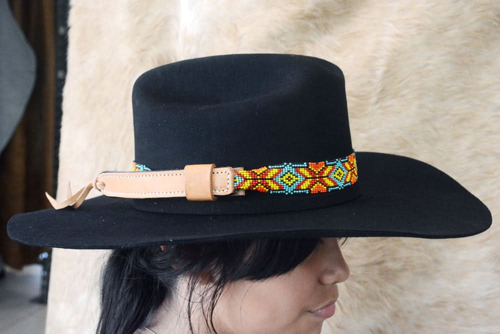 HILASON Beaded  American Style Western Cowgirl Handmade Hatband Tan