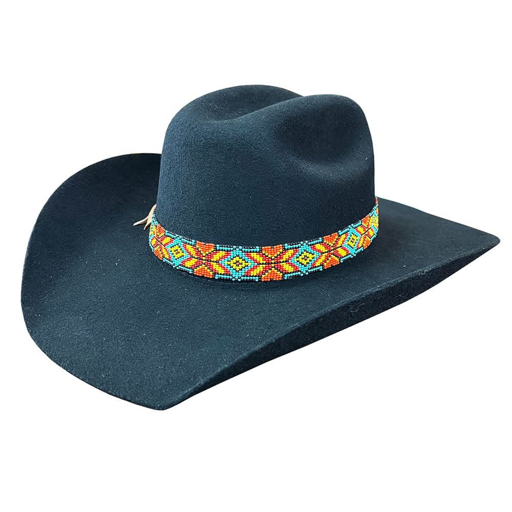 HILASON Beaded  American Style Western Cowgirl Handmade Hatband Tan