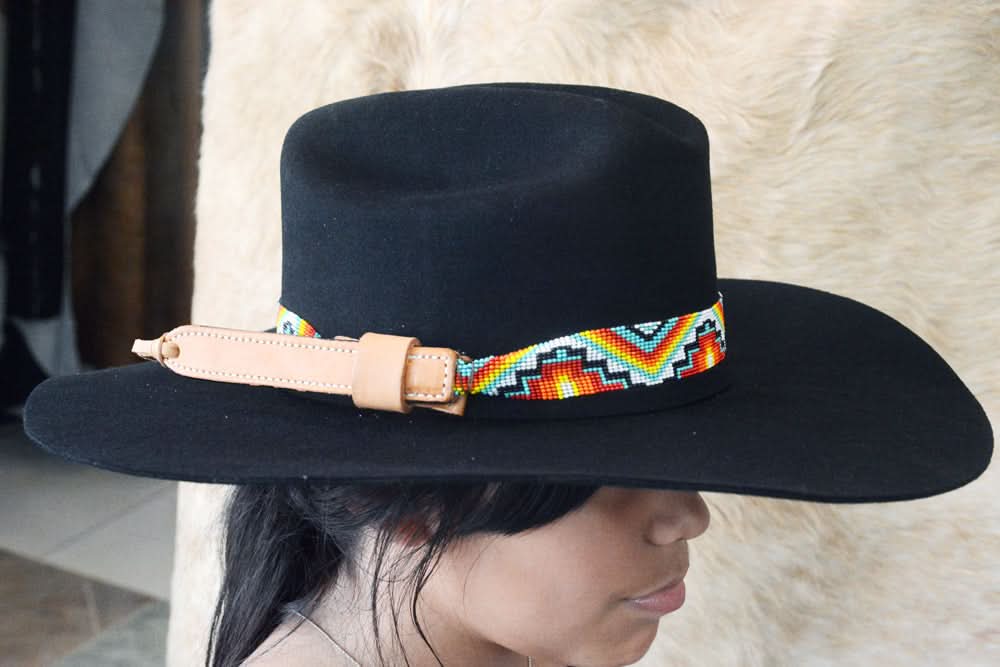 HILASON Beaded  American Style Western Cowgirl Handmade Hatband Tan