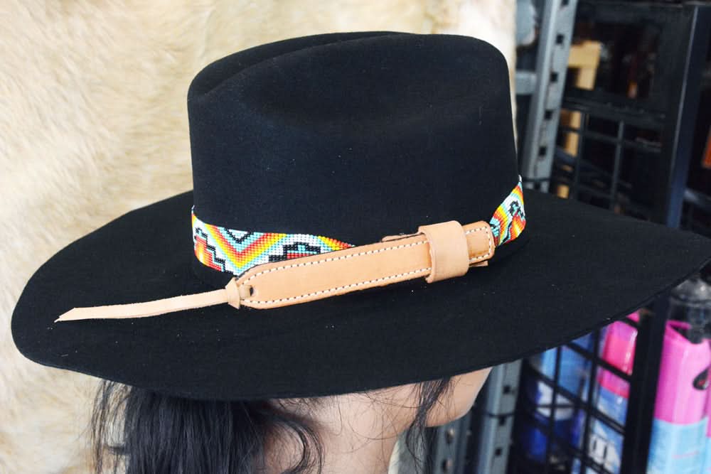 HILASON Beaded  American Style Western Cowgirl Handmade Hatband Tan
