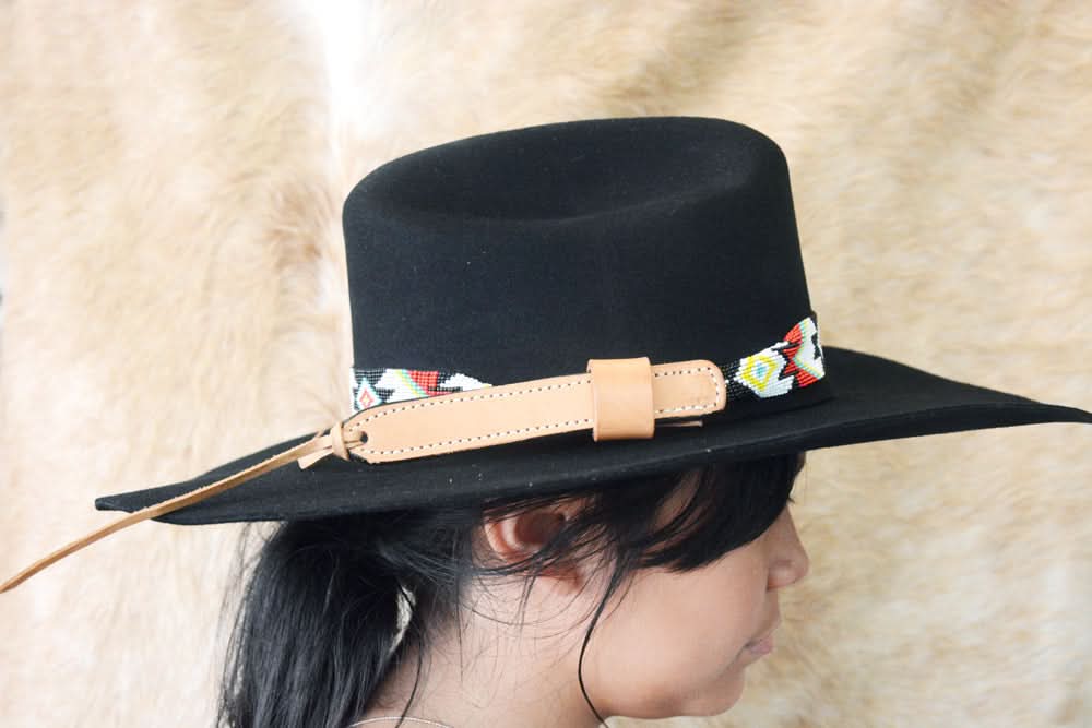 HILASON Beaded  American Style Western Cowgirl Handmade Hatband Tan