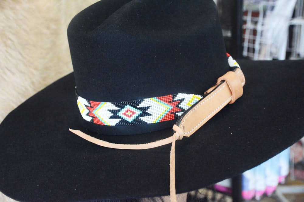 HILASON Beaded  American Style Western Cowgirl Handmade Hatband Tan