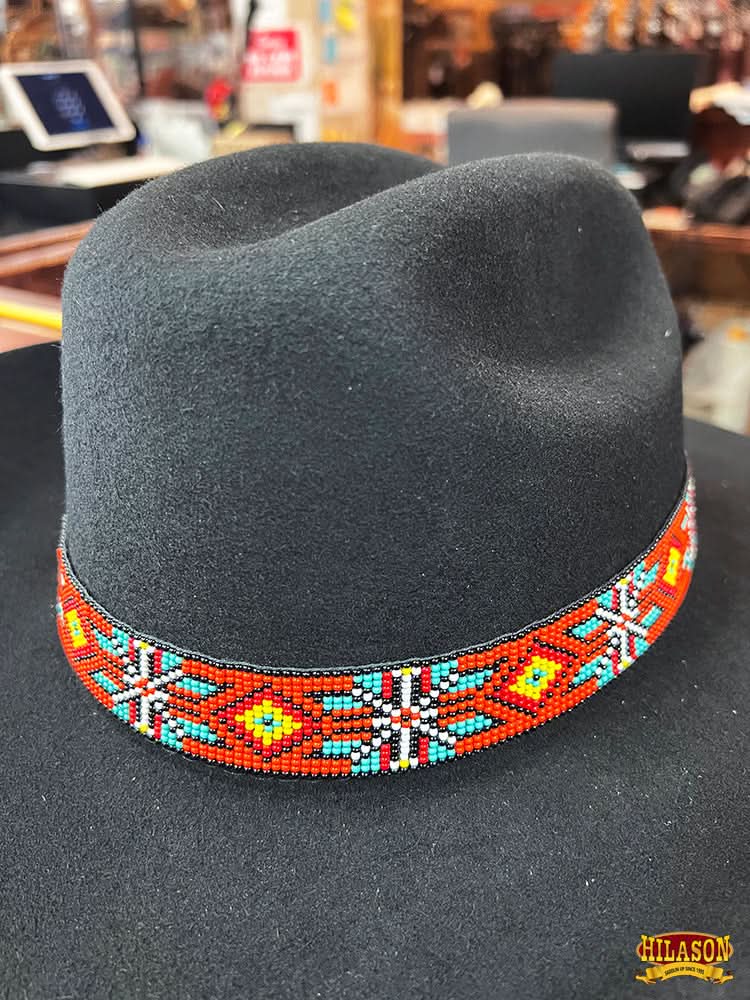 HILASON Beaded  American Style Western Cowgirl Handmade Hatband Tan