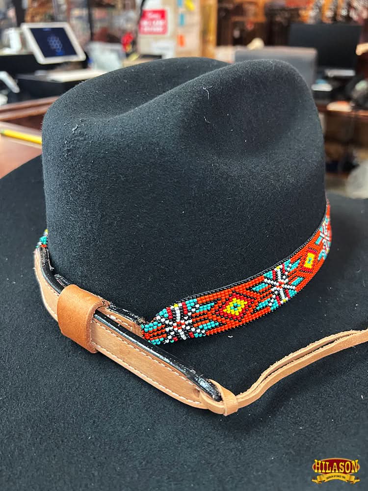 HILASON Beaded  American Style Western Cowgirl Handmade Hatband Tan