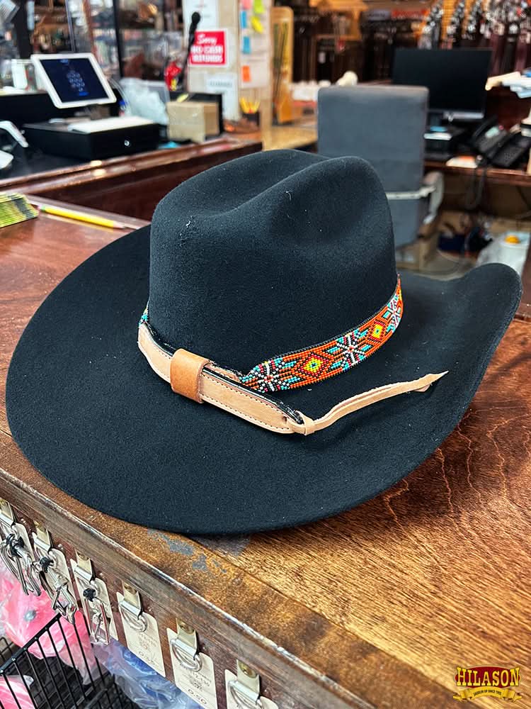 HILASON Beaded  American Style Western Cowgirl Handmade Hatband Tan