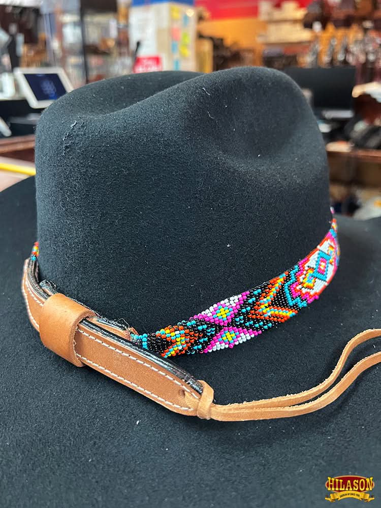 HILASON Beaded  American Style Western Cowgirl Handmade Hatband Tan