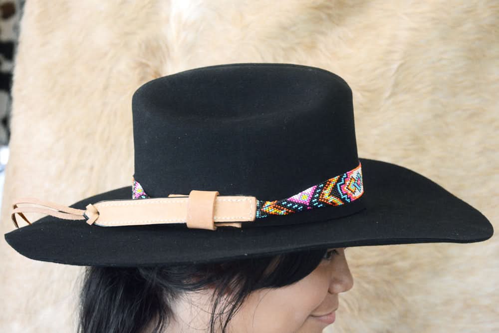 HILASON Beaded  American Style Western Cowgirl Handmade Hatband Tan