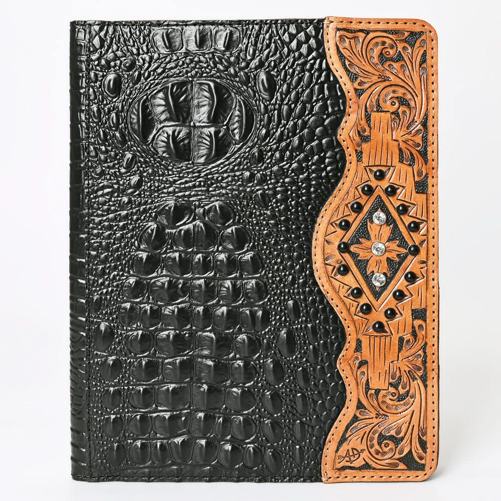 American Darling Portfolio Bag Hand Tooled Crocodile embossed Genuine Leather women bag western handbag purse