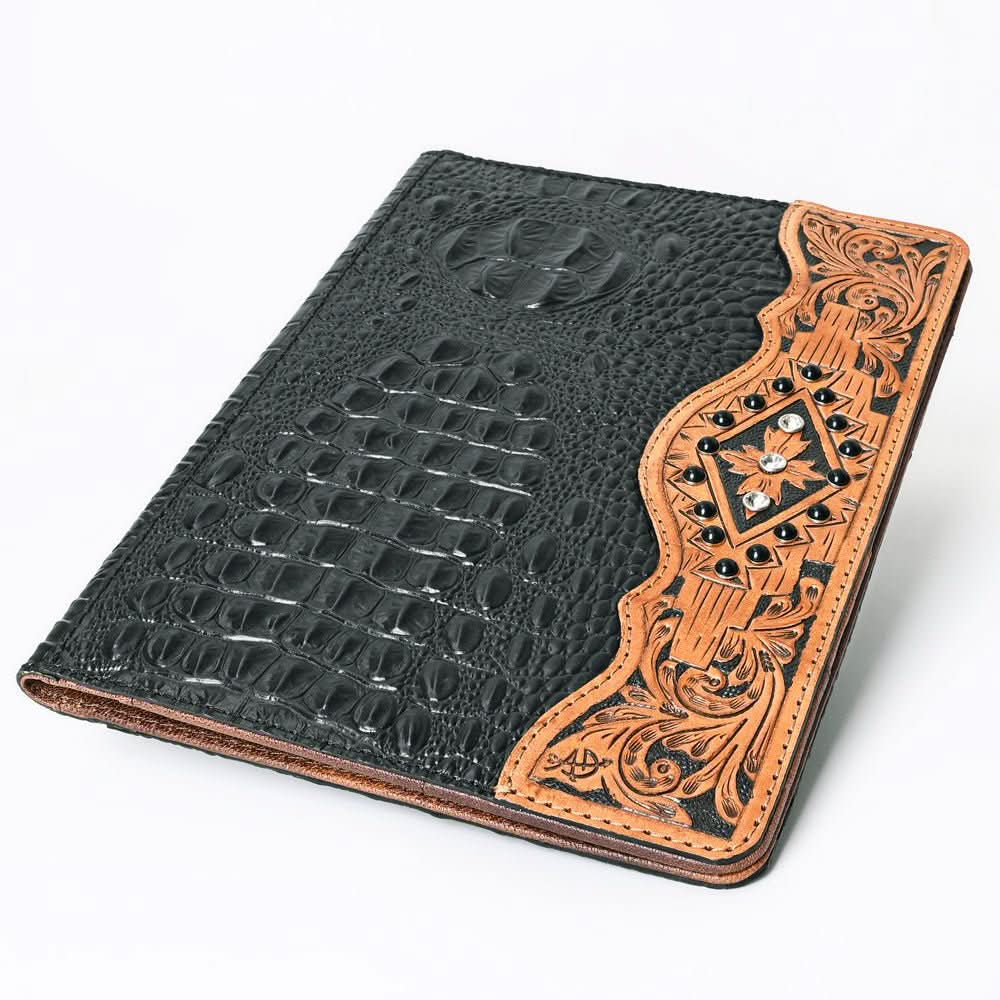 American Darling Portfolio Bag Hand Tooled Crocodile embossed Genuine Leather women bag western handbag purse