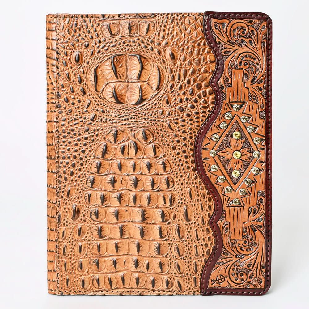 American Darling Portfolio Bag Hand Tooled Crocodile embossed Genuine Leather women bag western handbag purse