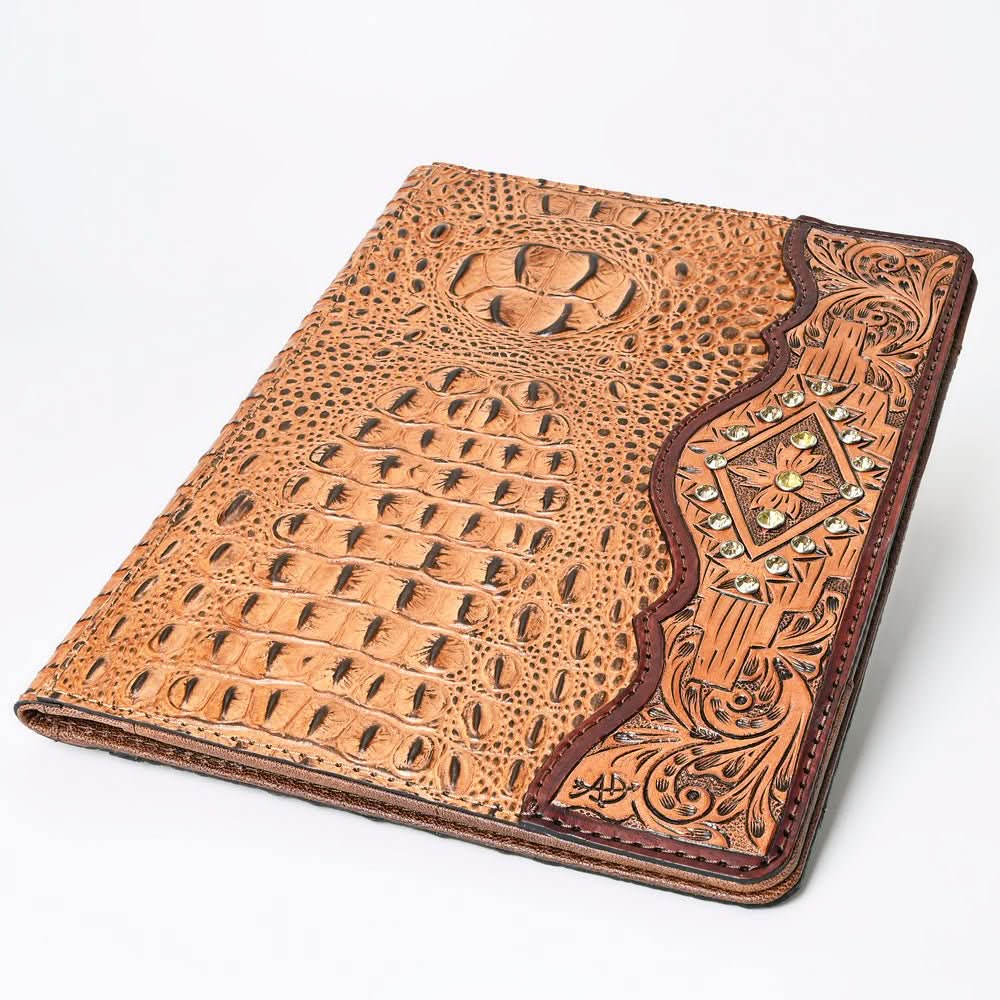 American Darling Portfolio Bag Hand Tooled Crocodile embossed Genuine Leather women bag western handbag purse