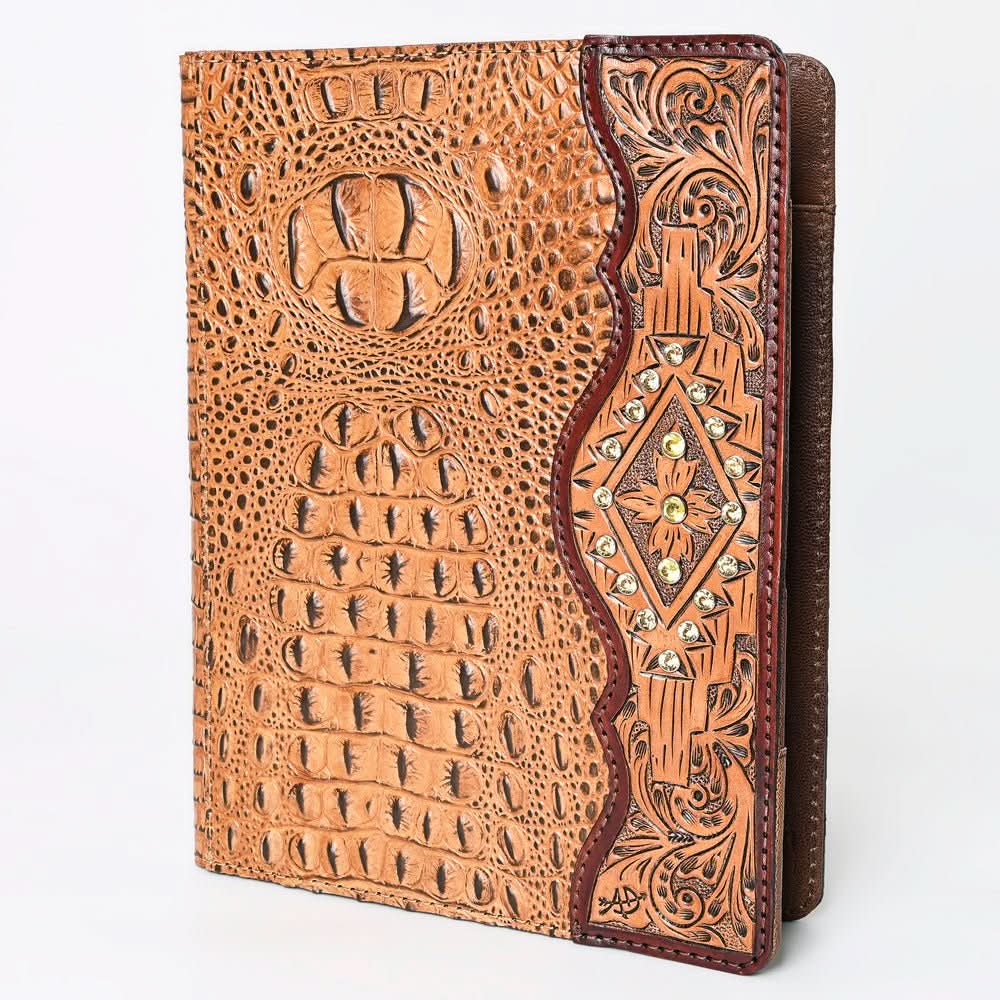 American Darling Portfolio Bag Hand Tooled Crocodile embossed Genuine Leather women bag western handbag purse