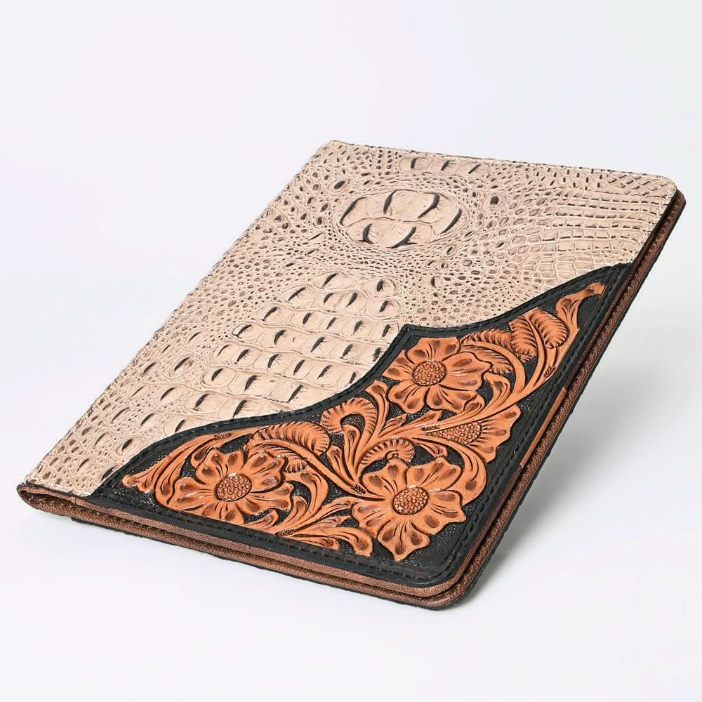 American Darling Portfolio Bag Hand Tooled Crocodile embossed Genuine Leather women bag western handbag purse