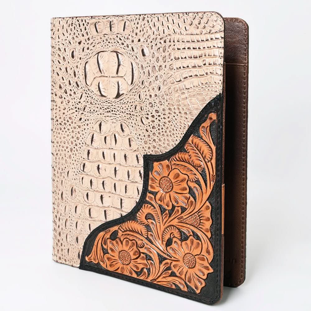 American Darling Portfolio Bag Hand Tooled Crocodile embossed Genuine Leather women bag western handbag purse