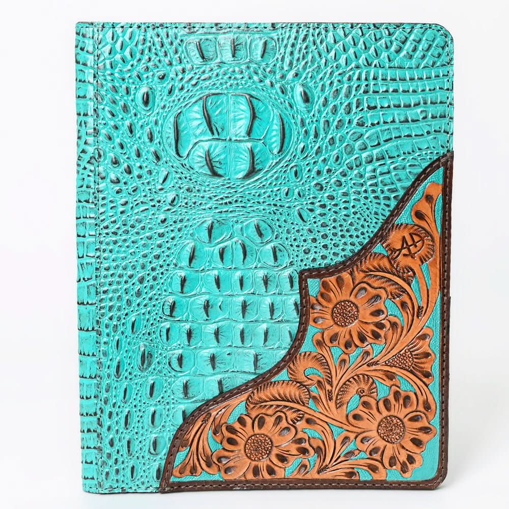 American Darling Portfolio Bag Hand Tooled Crocodile embossed Genuine Leather women bag western handbag purse