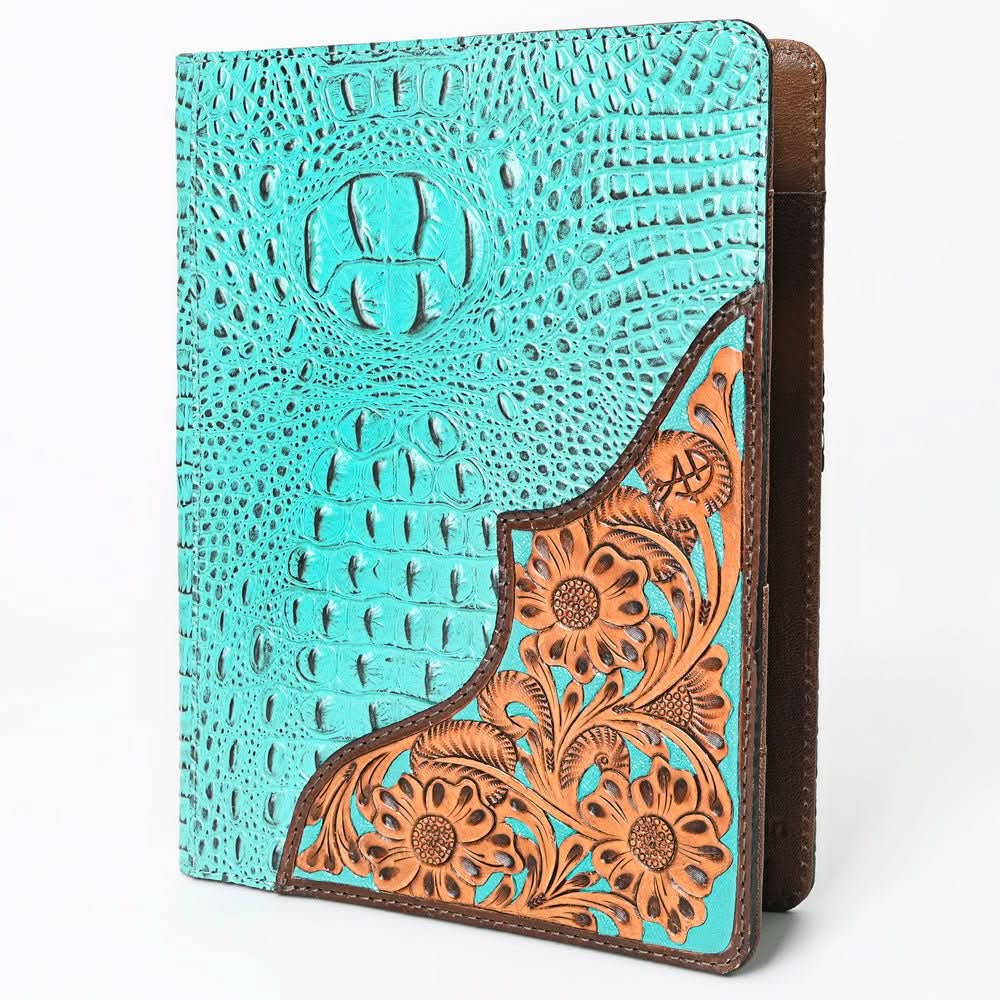 American Darling Portfolio Bag Hand Tooled Crocodile embossed Genuine Leather women bag western handbag purse