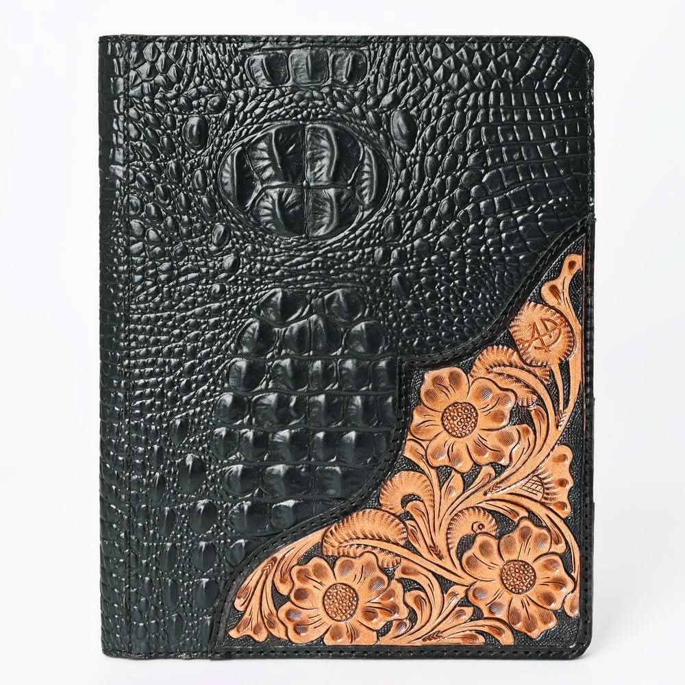 American Darling Portfolio Bag Hand Tooled Crocodile embossed Genuine Leather women bag western handbag purse