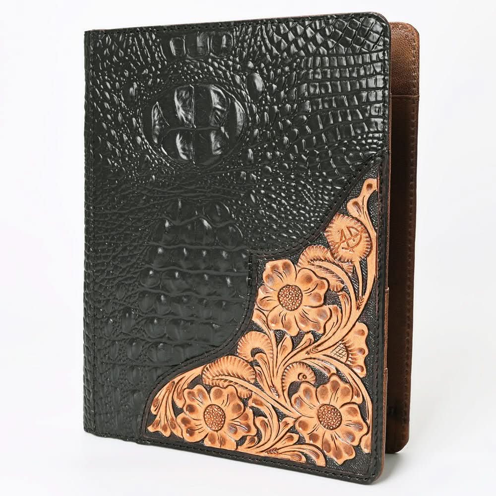 American Darling Portfolio Bag Hand Tooled Crocodile embossed Genuine Leather women bag western handbag purse