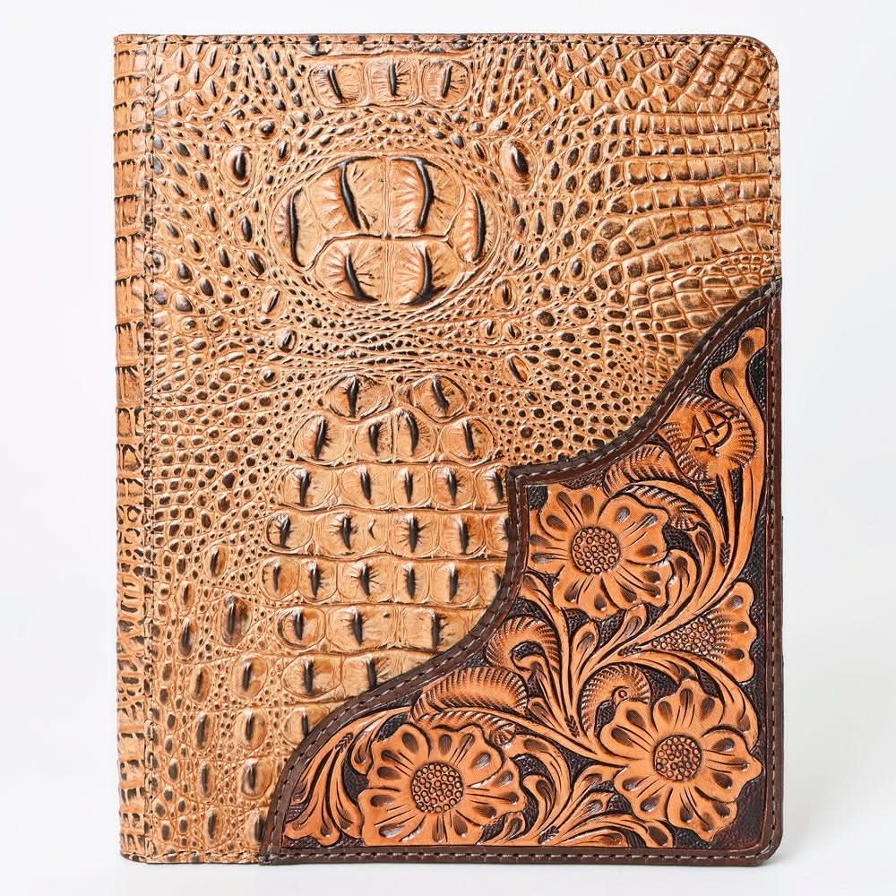 American Darling Portfolio Bag Hand Tooled Crocodile embossed Genuine Leather women bag western handbag purse