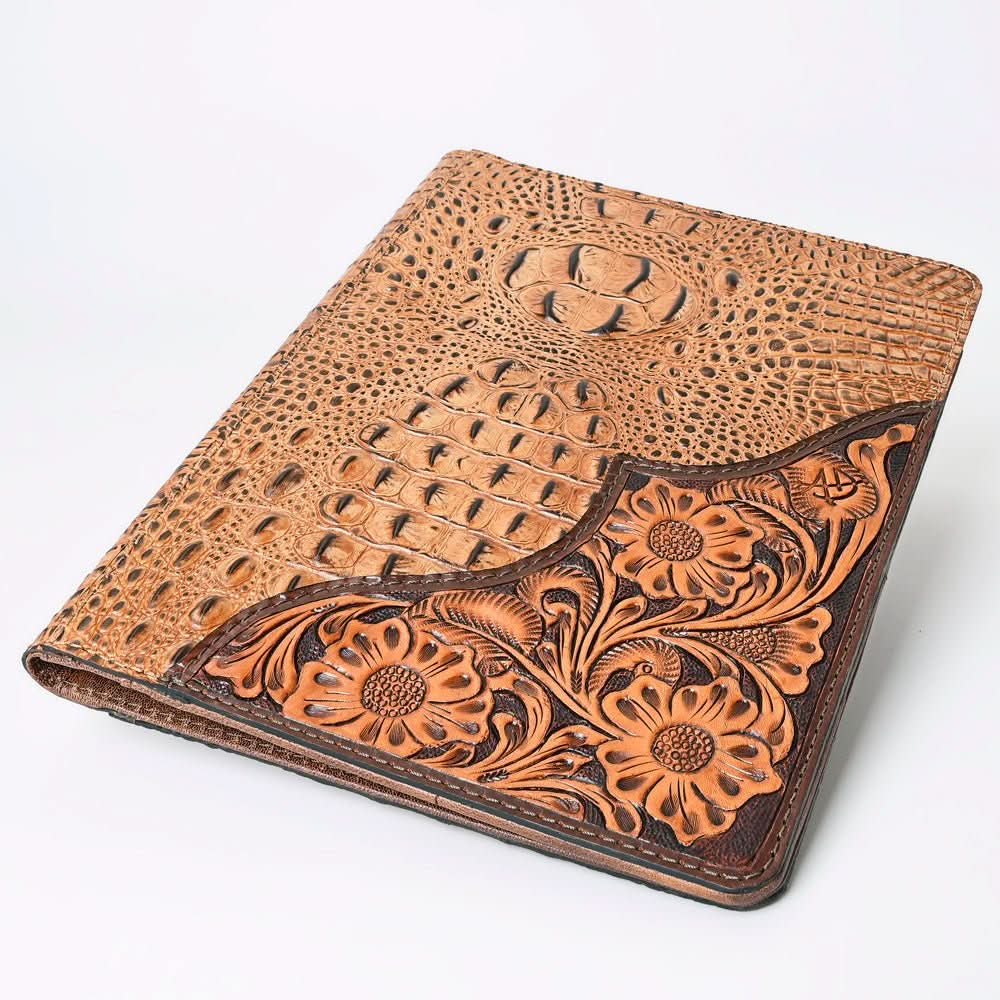 American Darling Portfolio Bag Hand Tooled Crocodile embossed Genuine Leather women bag western handbag purse