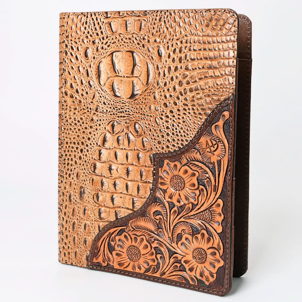 American Darling Portfolio Bag Hand Tooled Crocodile embossed Genuine Leather women bag western handbag purse