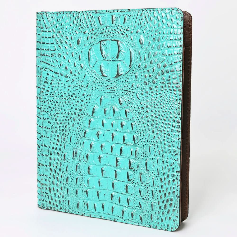 American Darling Portfolio Bag Hand Tooled Crocodile embossed Genuine Leather women bag western handbag purse