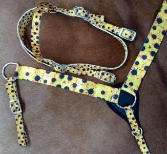 PONY SIZE Nylon Headstall Or  Breastcollar With Sunflower Print Design