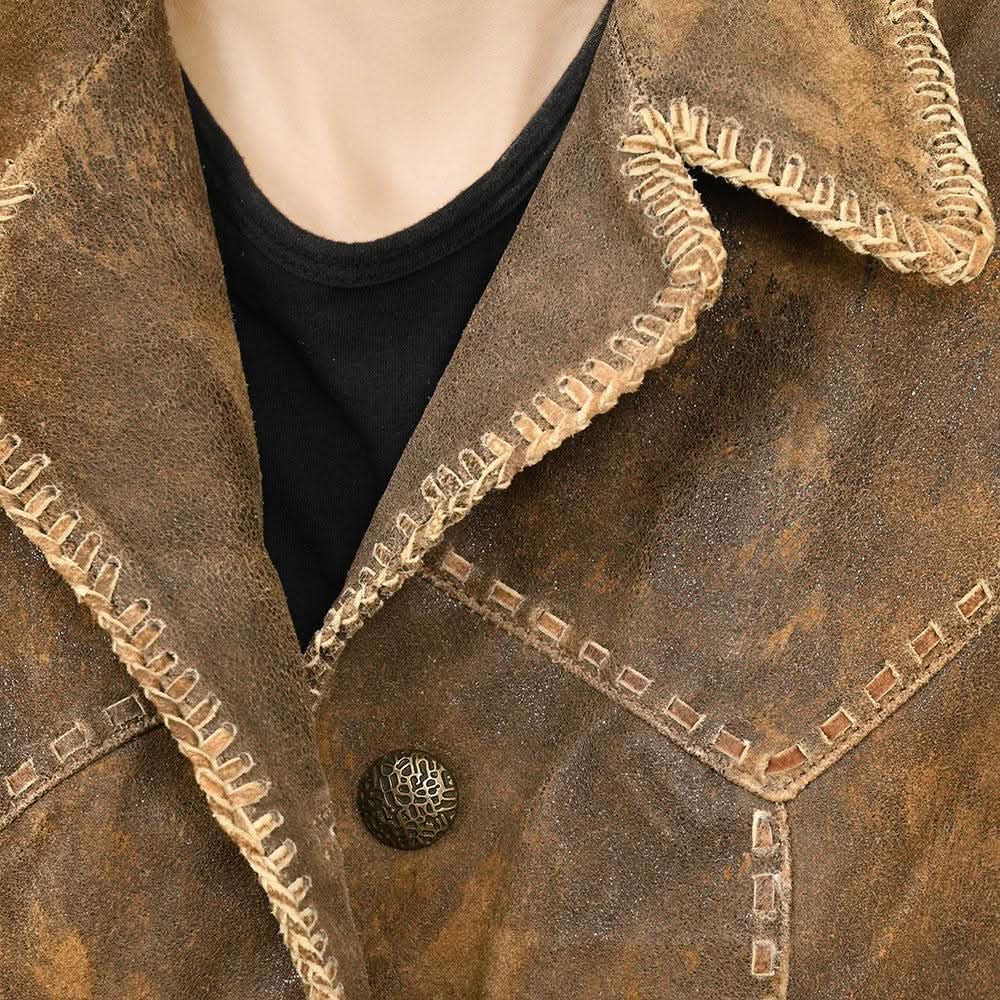 ADJKT036 Genuine Vintage  leather Women shirt  jacket  dress ladies girl