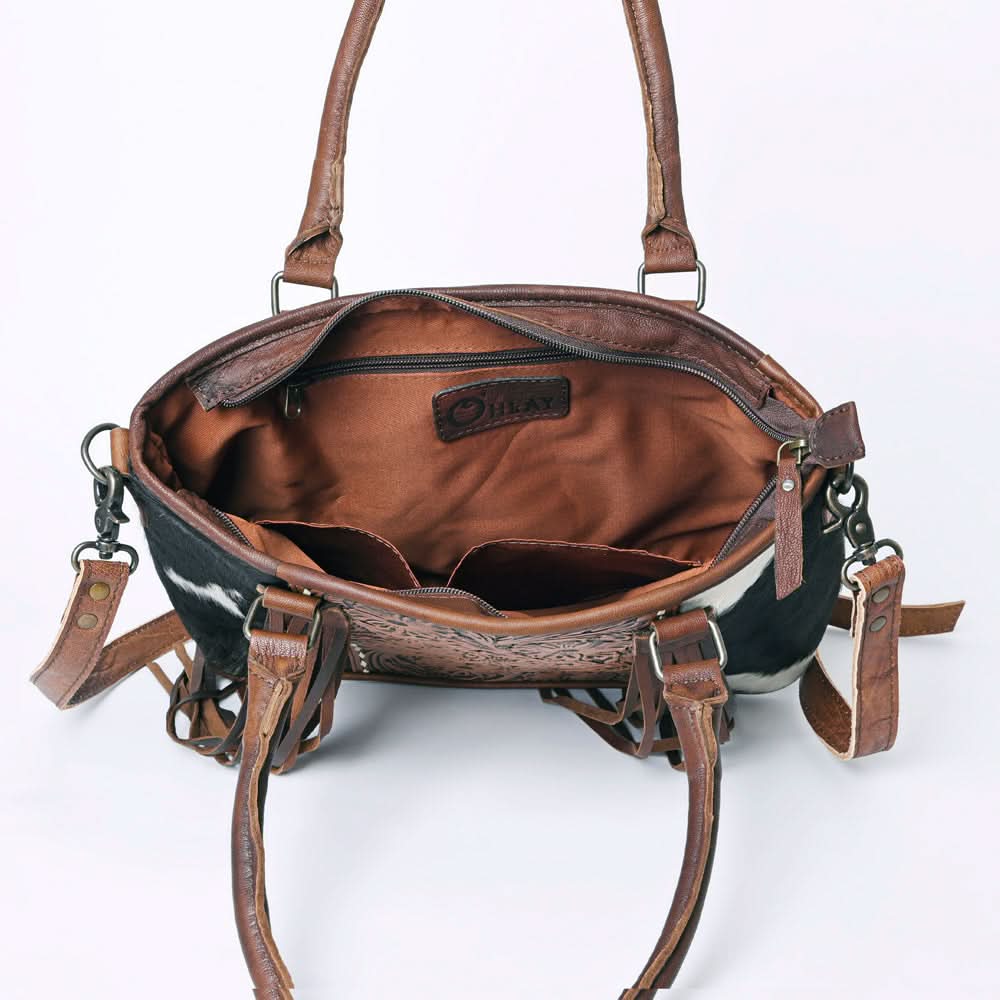 OHLAY KBG235 TOTE Hand Tooled Hair-on Genuine Leather women bag western handbag purse