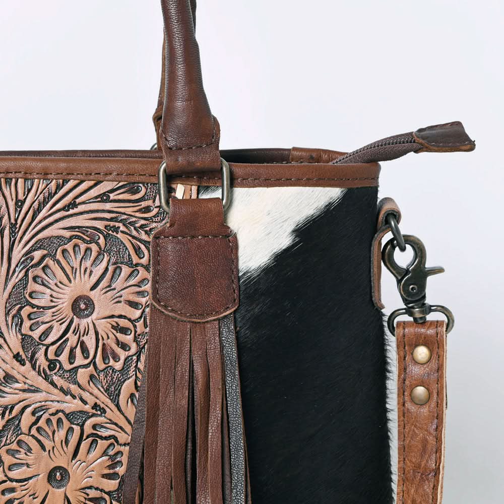 OHLAY KBG235 TOTE Hand Tooled Hair-on Genuine Leather women bag western handbag purse