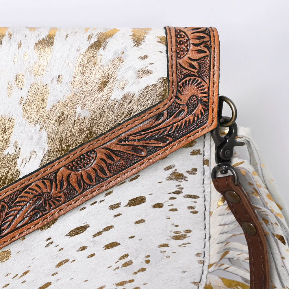 OHLAY KBG243 ENVELOPE Hand Tooled Hair-on Genuine Leather women bag western handbag purse