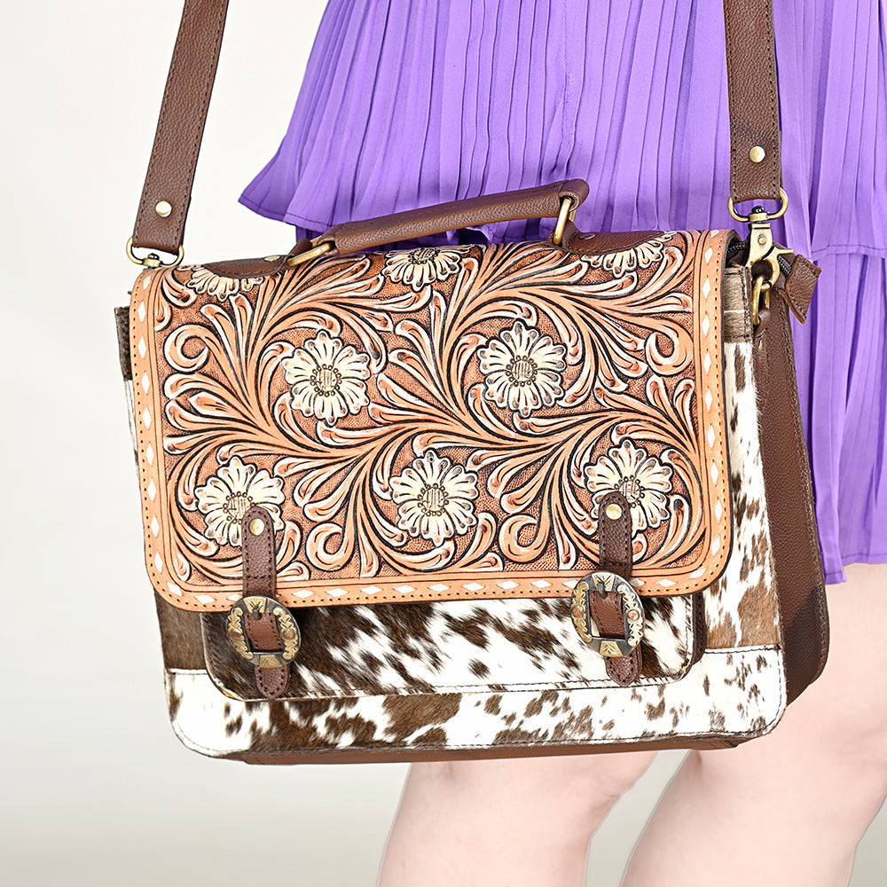 American Darling ADBGA423 Hand Tooled Hair-On Genuine Leather Women Bag Western Handbag Purse