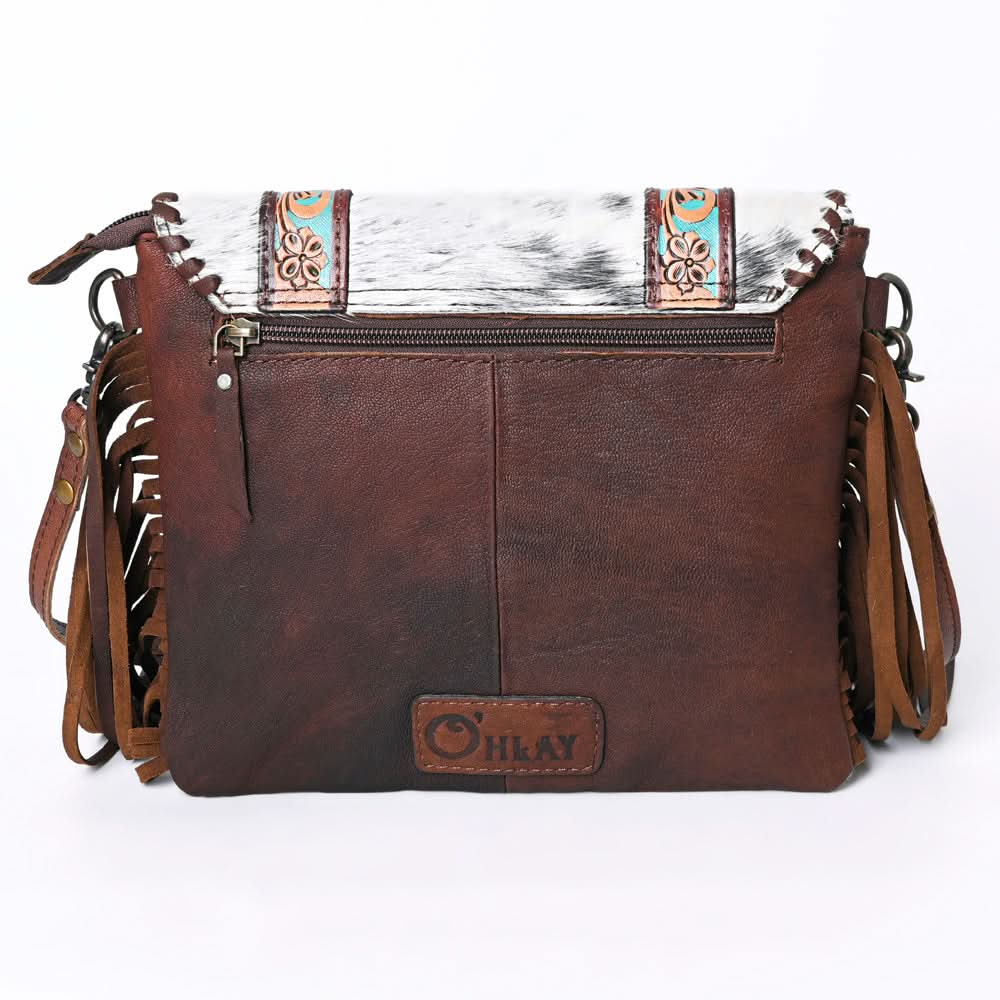 OHLAY KBG280 Cross Body Hand Tooled Hair-On Genuine Leather women bag western handbag purse