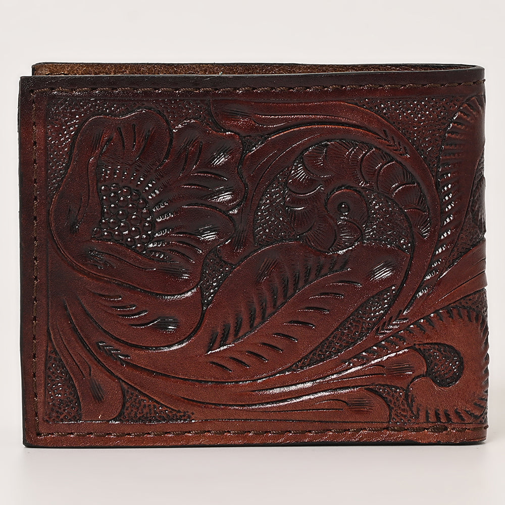 OHLAY Genuine Leather Hand Tooled Bifold Wallet bag western handbag purse