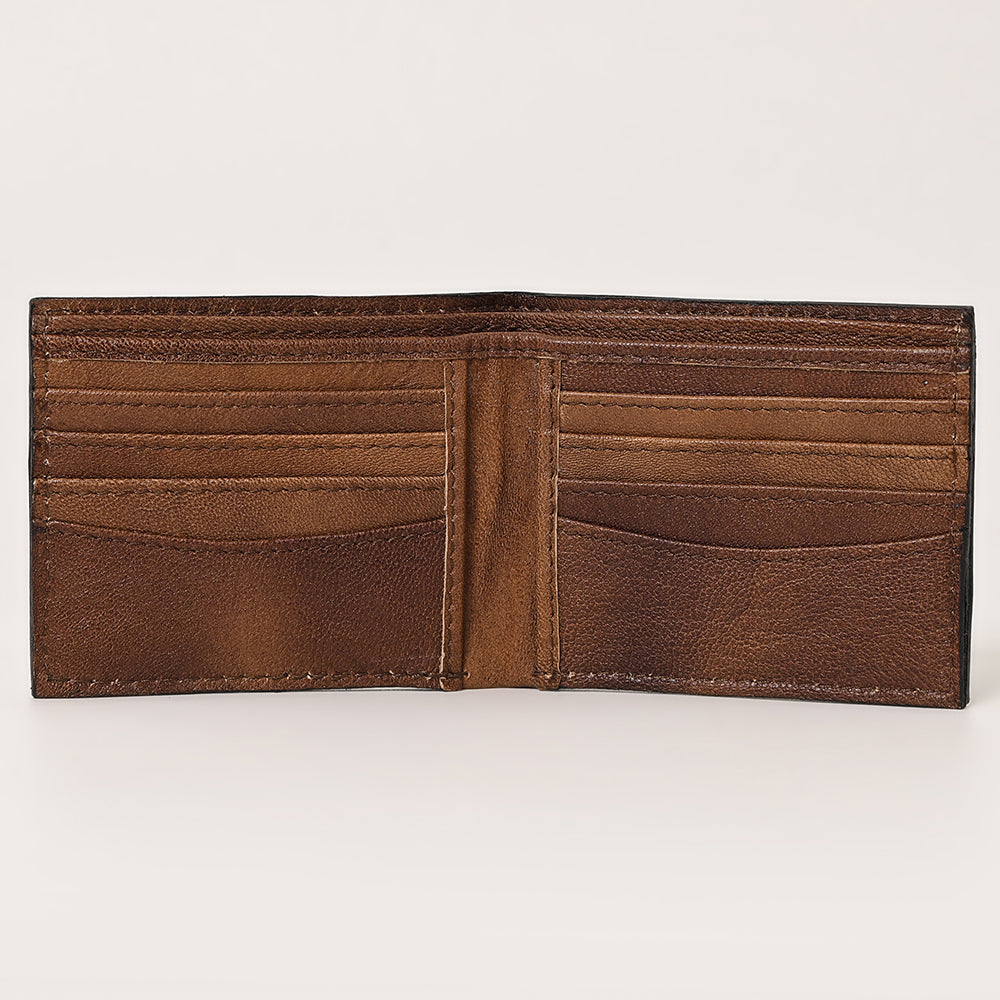 OHLAY Genuine Leather Hand Tooled Bifold Wallet bag western handbag purse