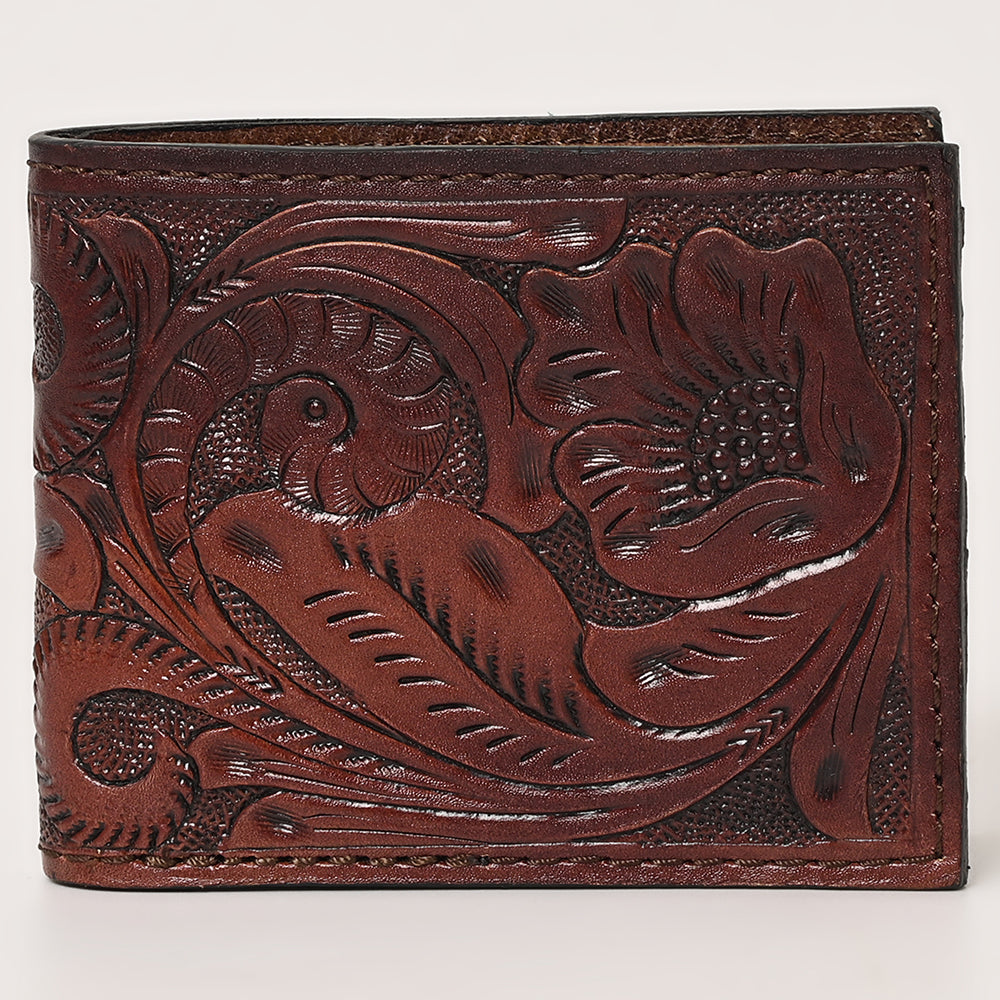 OHLAY Genuine Leather Hand Tooled Bifold Wallet bag western handbag purse