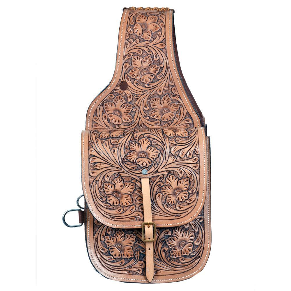 HILASON Western Horse Leather Saddle Bag Heavyduty Traditional Trail Ride Oiled Tan