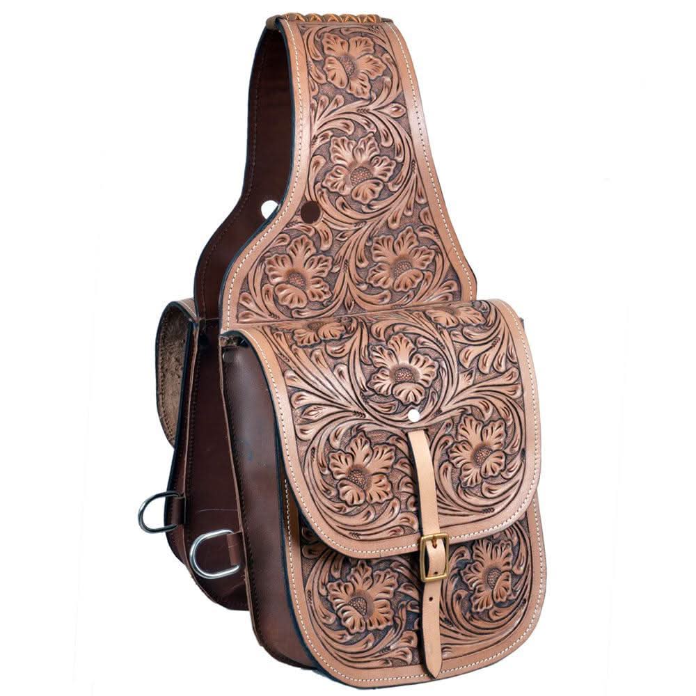 HILASON Western Horse Leather Saddle Bag Heavyduty Traditional Trail Ride Oiled Tan