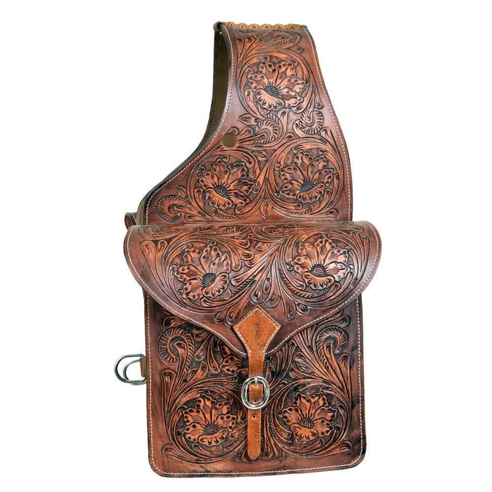 HILASON Western Horse Leather Saddle Bag Heavyduty Traditional Trail Ride Oiled Tan
