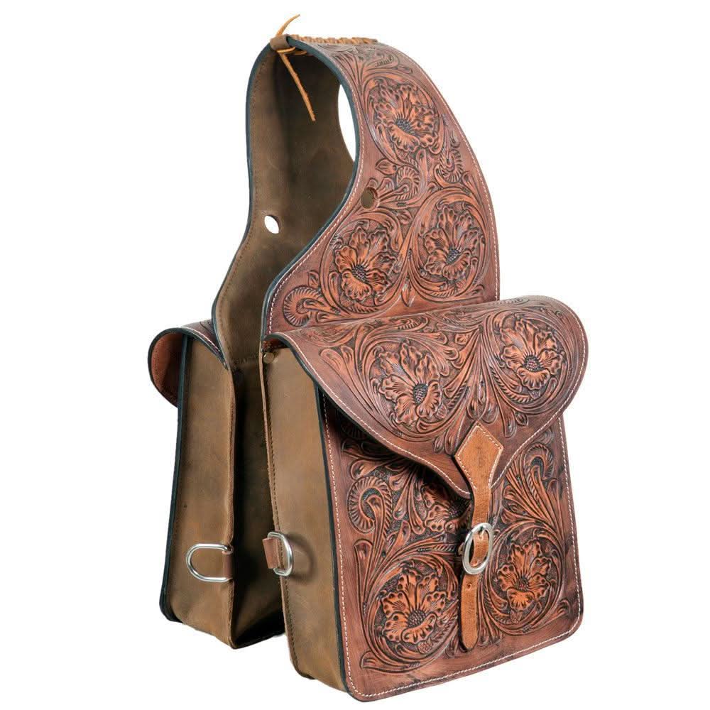 HILASON Western Horse Leather Saddle Bag Heavyduty Traditional Trail Ride Oiled Tan