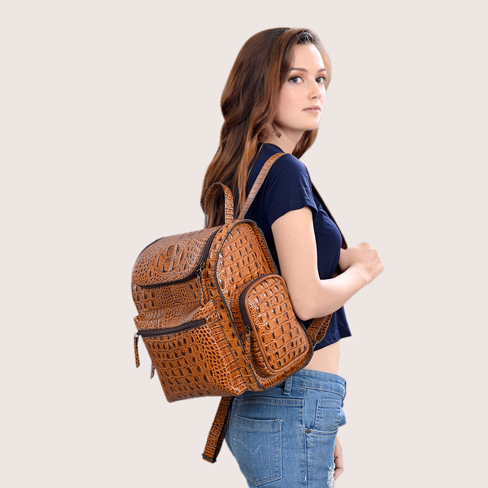 American Darling ADBG1250 Crocodile Embossed Genuine Leather Women Bag Western Handbag Purse