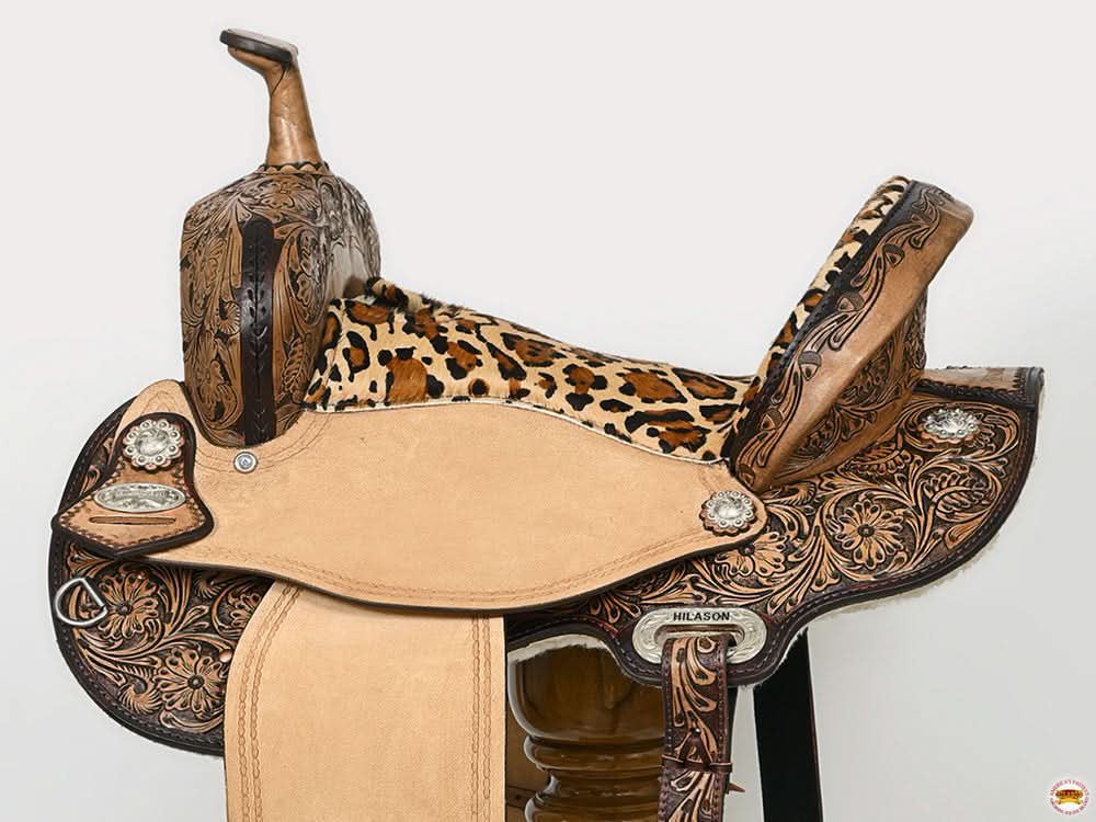 HILASON Western Horse Flex Tree Floral Trail Barrel Racing Genuine American Leather Saddle
