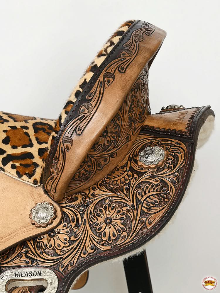 HILASON Western Horse Flex Tree Floral Trail Barrel Racing Genuine American Leather Saddle