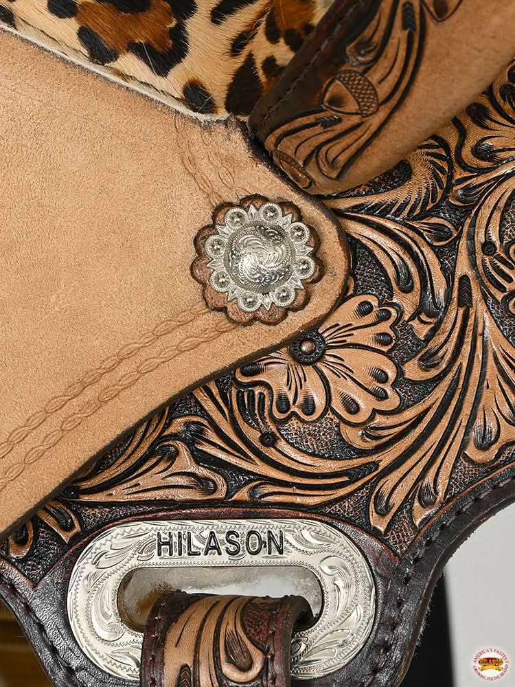 HILASON Western Horse Flex Tree Floral Trail Barrel Racing Genuine American Leather Saddle