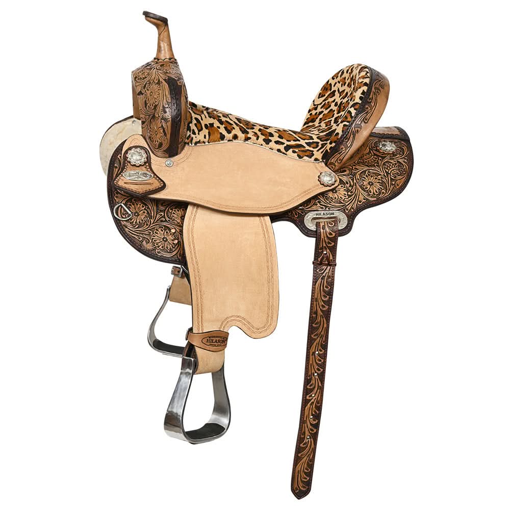 HILASON Western Horse Flex Tree Floral Trail Barrel Racing Genuine American Leather Saddle