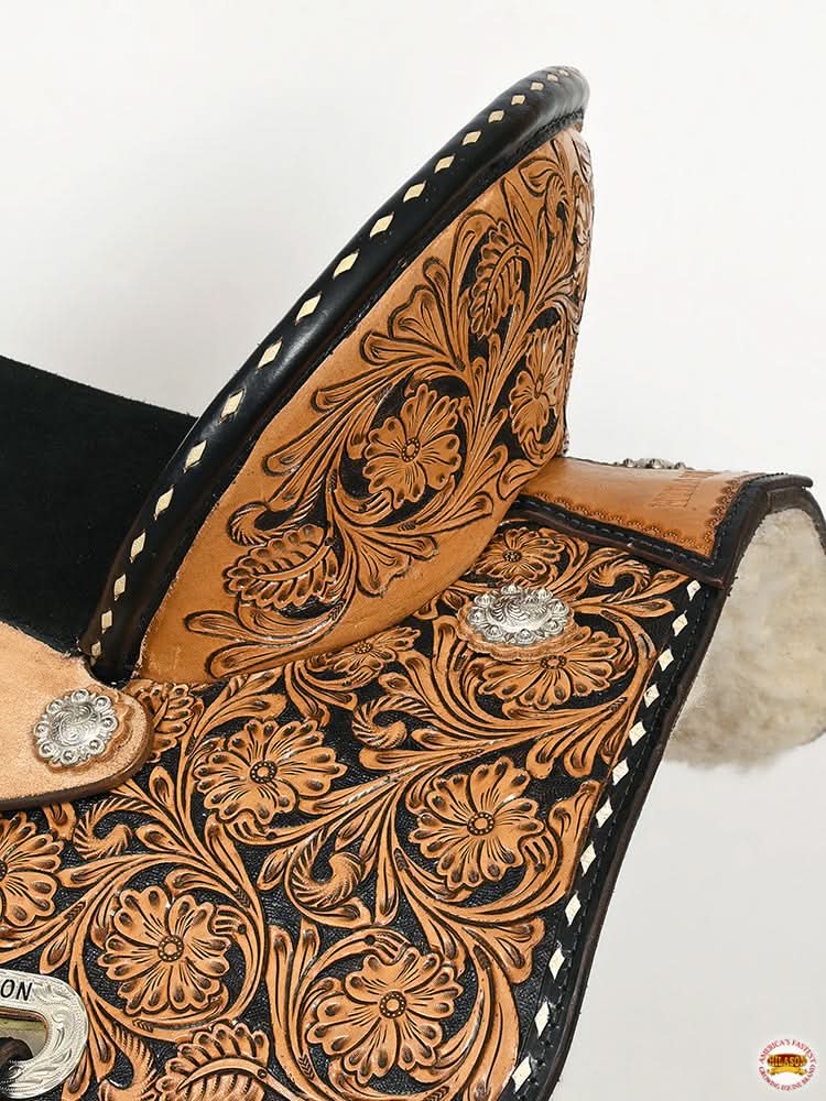 HILASON Western Horse Flex Tree Floral Trail Barrel Racing Genuine American Leather Saddle