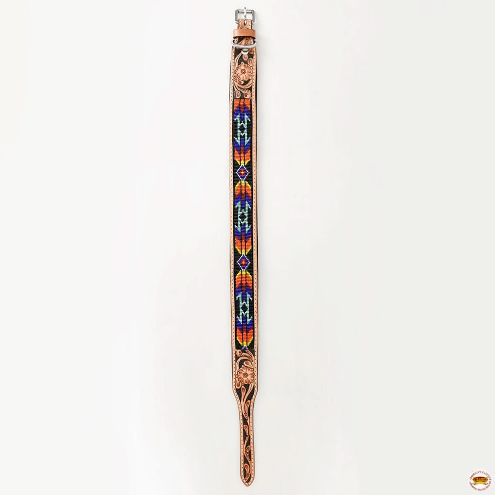 Hilason Western Style Heavy Duty Beaded American Leather Pet Dog Collar